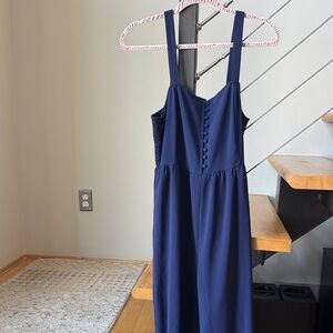 Madewell Navy Button-Front Jumpsuit with Wide Straps